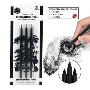 Odunsuz K�m�r Kalemi, 3 l� Set, �izim Kalemi, F�zen, Eskiz Kalemi, Sanatsal