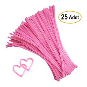 ��nil, T�yl� Tel, A��k Pembe, E�itici ��nil Seti, 30 Cm, Renkli Tel, 25 Adet, Pelu� �ubuklar