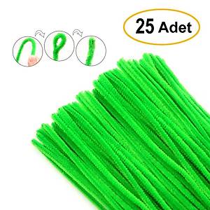 ��nil, T�yl� Tel, Ye�il, E�itici ��nil Seti, 30 Cm, Renkli Tel, 25 Adet, Pelu� �ubuklar