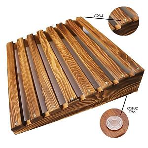 Ah�ap Ayak Y�kseltici, Masa Alt� Ayakl�k, Ayak Stand� Do�al Ah�ap Ayakl�k, Ceviz Rengi