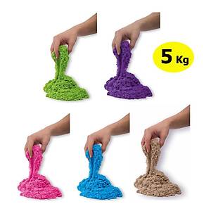 Kinetik Kum, 5 Renk 5 Kg, 14 Adet Kal�p, Oyun Kumu, Sihirli Kum