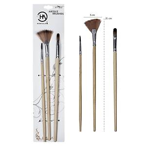 F�r�a Seti-3, Ya�l� Boya F�r�as�, 3 l� Set, Resim F�r�as� Yelpaze F�r�a, Yass� F�r�a