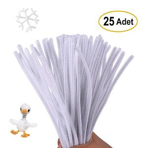 ��nil, T�yl� Tel, Beyaz Renk, E�itici ��nil Seti, 30 Cm, Renkli Tel, 25 Adet, Pelu� �ubuklar