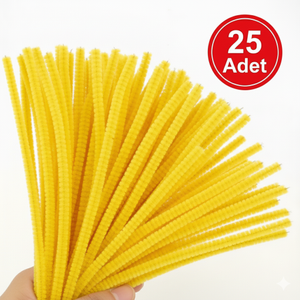 ��nil, T�yl� Tel, Sar� Renk, E�itici ��nil Seti, 30 Cm, Renkli Tel, 25 Adet, Pelu� �ubuklar