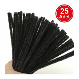 ��nil, T�yl� Tel, Siyah Renk, E�itici ��nil Seti, 30 Cm, Renkli Tel, 25 Adet, Pelu� �ubuklar