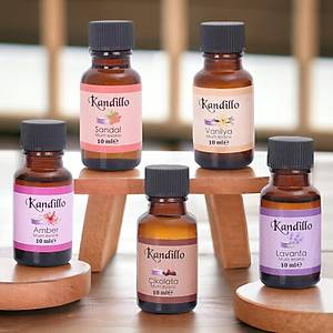 Pop�ler Mum Esans�, 5 li Set, (Amber, �ikolata, Lavanta, Sandal, Vanilya), Jel Mum Kokusu