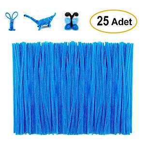 ��nil, T�yl� Tel, A��k Mavi, E�itici ��nil Seti, 30 Cm, Renkli Tel, 25 Adet, Pelu� �ubuklar