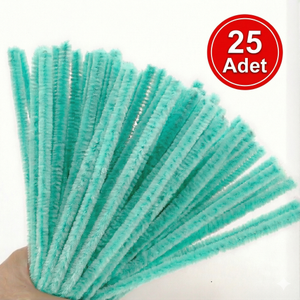 ��nil, T�yl� Tel, Mint Ye�ili Renk, E�itici ��nil Seti, 30 Cm, Renkli Tel, 25 Adet, Pelu� �ubuklar