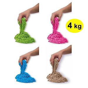 Kinetik Kum, 4 Renk 4 Kg, 14 Adet Kal�p, Oyun Kumu, Sihirli Kum