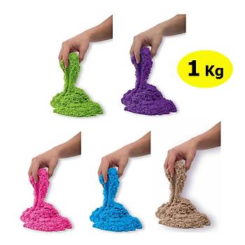 Kinetik Kum, 1 Kg, Oyun Kumu, 5 Renk Seenei, 3 Kalp Hediye