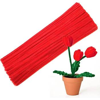 nil, Tyl Tel, Krmz, Eitici nil Seti, 30 Cm, Renkli Tel, 25 Adet, Pelu ubuklar