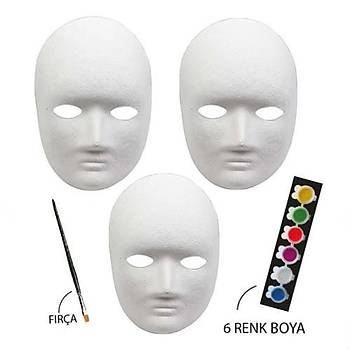 Maske Boyama Seti, 3 lü, Maske, Fýrça ve Boya, Eðitici Maske Boyama