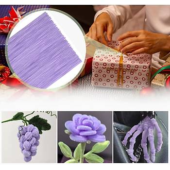 ��nil, T�yl� Tel, A��k Mor Renk, E�itici ��nil Seti, 30 Cm, Renkli Tel, 25 Adet, Pelu� �ubuklar