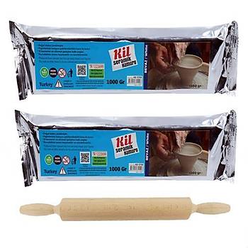 Kil Hamuru Set-6, Seramik Hamuru, 2 Kg Beyaz Kil, Ebeuar Merdane, Boya, Fra, Zmpara