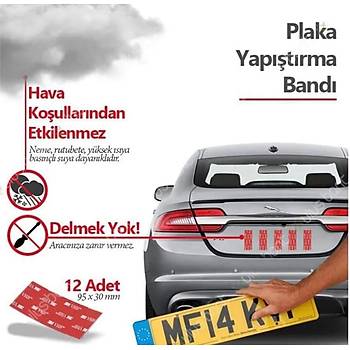 3M Plaka Yaptrma Band, 12 Adet, Otomobil, Motosiklet, Plaka Montaj Bant
