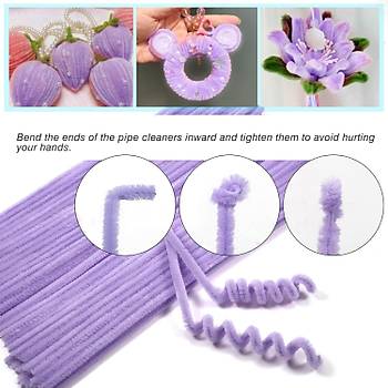 ��nil, T�yl� Tel, A��k Mor Renk, E�itici ��nil Seti, 30 Cm, Renkli Tel, 25 Adet, Pelu� �ubuklar