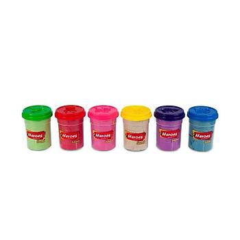 Kinetik Kum, 6 Renk 1200 Gr, Bardakl Kum, 6 Adet Kalp Oyun Kumu