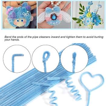 ��nil, T�yl� Tel, A��k Mavi Renk, E�itici ��nil Seti, 30 Cm, Renkli Tel, 25 Adet, Pelu� �ubuklar