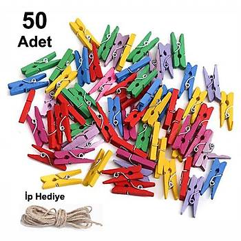 50 Adet, Mini Mandal, Fotoðraf Mandalý, Karýþýk Renkli Mandallar, 10 Metre Ýp