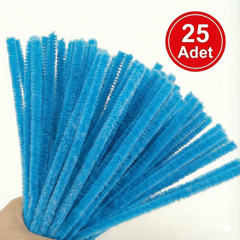 ��nil, T�yl� Tel, Mavi, E�itici ��nil Seti, 30 Cm, Renkli Tel, 25 Adet, Pelu� �ubuklar