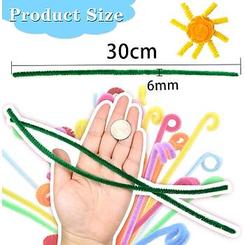 ��nil, T�yl� Tel, Koyu Ye�il Renk, E�itici ��nil Seti, 30 Cm, Renkli Tel, 25 Adet, Pelu� �ubuklar