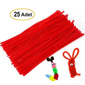 nil, Tyl Tel, Krmz, Eitici nil Seti, 30 Cm, Renkli Tel, 25 Adet, Pelu ubuklar
