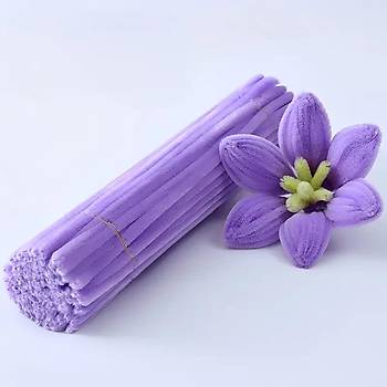 ��nil, T�yl� Tel, A��k Mor Renk, E�itici ��nil Seti, 30 Cm, Renkli Tel, 25 Adet, Pelu� �ubuklar