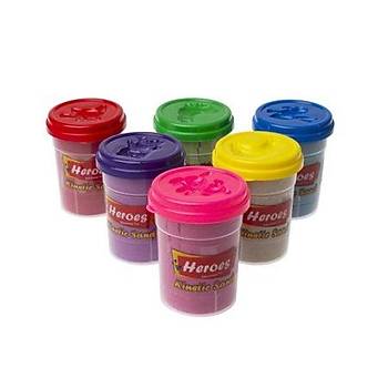 Kinetik Kum, 6 Renk 1200 Gr, Bardakl Kum, 6 Adet Kalp Oyun Kumu