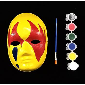 Maske Boyama Seti, Eğitici Maske Boyama, 6 lı Boya Maske ve Fırça, Eğlenceli Aktivite