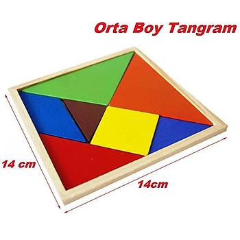10 Adet, Ahap Tangram, 7 Paral, 14 x 14 Cm, Eitici, Orta Boy, Renkli Tangram