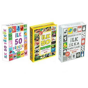 Zeka Kartlar, 3 l Set, lk 50 Szck, lk Zeka, lk 50 Hayvan, Eitici Hafza Kartlar