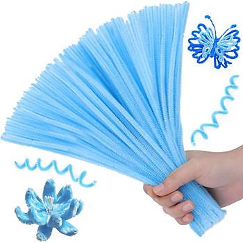 ��nil, T�yl� Tel, A��k Mavi Renk, E�itici ��nil Seti, 30 Cm, Renkli Tel, 25 Adet, Pelu� �ubuklar