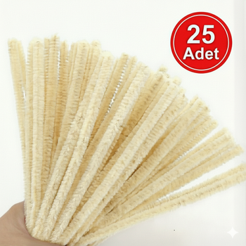 ��nil, T�yl� Tel, Krem Rengi, E�itici ��nil Seti, 30 Cm, Renkli Tel, 25 Adet, Pelu� �ubuklar