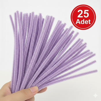 ��nil, T�yl� Tel, A��k Mor Renk, E�itici ��nil Seti, 30 Cm, Renkli Tel, 25 Adet, Pelu� �ubuklar