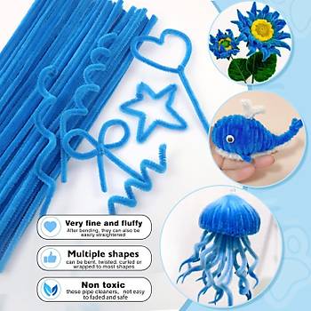 nil, Tyl Tel, Ak Mavi, Eitici nil Seti, 30 Cm, Renkli Tel, 25 Adet, Pelu ubuklar