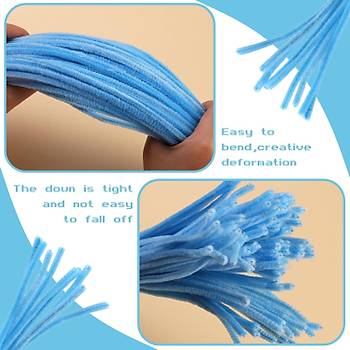 ��nil, T�yl� Tel, A��k Mavi Renk, E�itici ��nil Seti, 30 Cm, Renkli Tel, 25 Adet, Pelu� �ubuklar