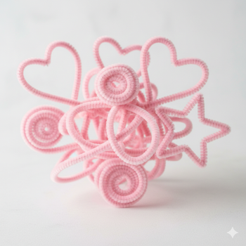 ��nil, T�yl� Tel, Soft Pembe Renk, E�itici ��nil Seti, 30 Cm, Renkli Tel, 25 Adet, Pelu� �ubuklar