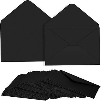 Mini Zarf, 7x9 Cm, Siyah Renk Zarf, Kartvizit Not Zarfı, Tebrik Zarfı