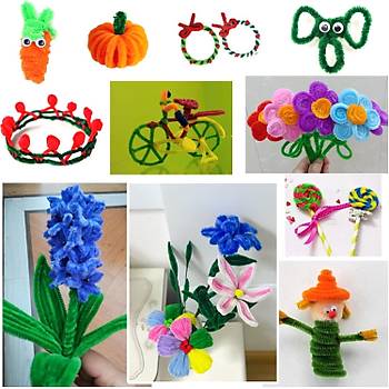 ��nil, T�yl� Tel, Koyu Ye�il Renk, E�itici ��nil Seti, 30 Cm, Renkli Tel, 25 Adet, Pelu� �ubuklar