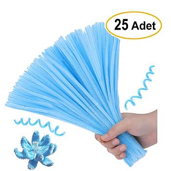 ��nil, T�yl� Tel, A��k Mavi Renk, E�itici ��nil Seti, 30 Cm, Renkli Tel, 25 Adet, Pelu� �ubuklar