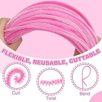 nil, Tyl Tel, Ak Pembe, Eitici nil Seti, 30 Cm, Renkli Tel, 25 Adet, Pelu ubuklar