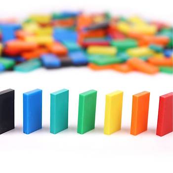 Ahşap Domino Taşları, 160 Parça, Renkli, Eğitici Domino Oyunu