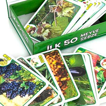 İlk 50 Meyve ve Sebze, Zeka Kartları, Eğitici Kartlar, Flash Cards