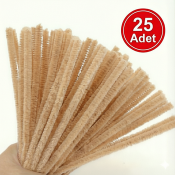 ��nil, T�yl� Tel, Bej Renk, E�itici ��nil Seti, 30 Cm, Renkli Tel, 25 Adet, Pelu� �ubuklar