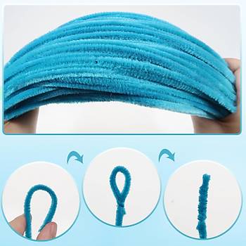 ��nil, T�yl� Tel, A��k Mavi Renk, E�itici ��nil Seti, 30 Cm, Renkli Tel, 25 Adet, Pelu� �ubuklar