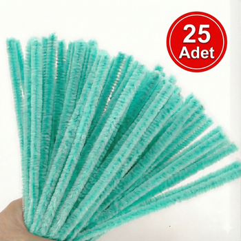 ��nil, T�yl� Tel, Mint Ye�ili Renk, E�itici ��nil Seti, 30 Cm, Renkli Tel, 25 Adet, Pelu� �ubuklar