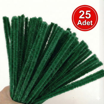 ��nil, T�yl� Tel, Koyu Ye�il Renk, E�itici ��nil Seti, 30 Cm, Renkli Tel, 25 Adet, Pelu� �ubuklar