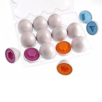 Yumurta Eşleştirme Oyunu, 12 li Yumurta Bultak, 24 Parça, Eğitici, Geometrik Şekilli