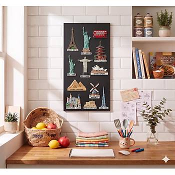 M�knat�sl� Siyah Pano, Dekoratif, Magnet Panosu, 35x75 cm, Metal Pano