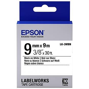 Epson LK-3WBW Strong Beyaz  Üzeri Siyah 9MM 9Metre
